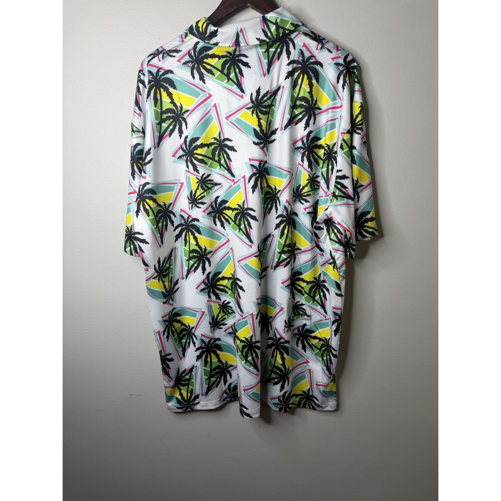 Proud 90 Palm Trees Golf Polo Shirt Men's 3XL 80s All Over Print Retro NWOT